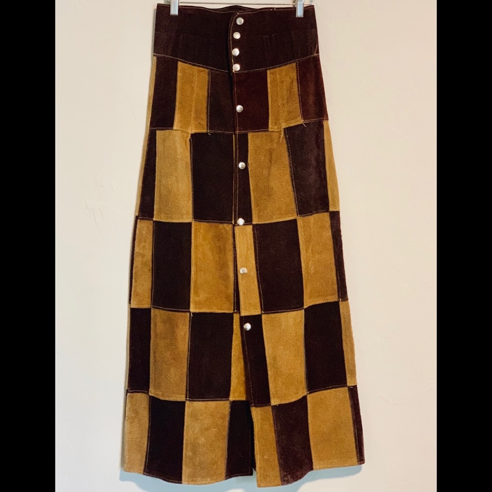 70s Suede Patchwork Maxi